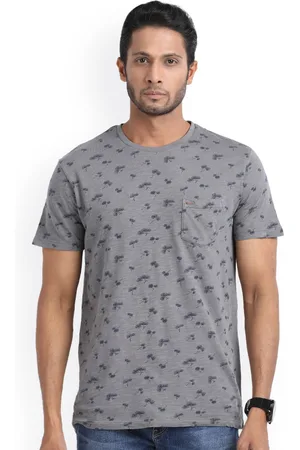 Indian Terrain Men Grey Printed Round Neck T-shirt