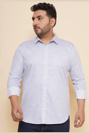 John Pride Men Spread Collar Abstract Printed Plus Size Pure Cotton Casual Shirt