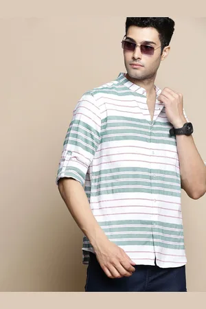 Invictus Sport Slim Fit Horizontal Stripes Striped Cotton Casual Shirt