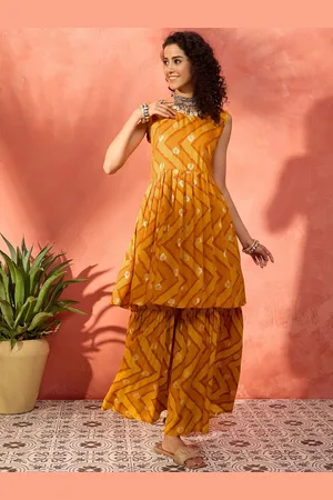 InWeave Ethnic Motifs Printed A-Line Kurta with Palazzo