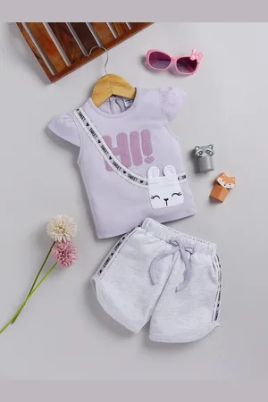 Moms Love Infant Girls Pure Cotton Printed Top with Shorts