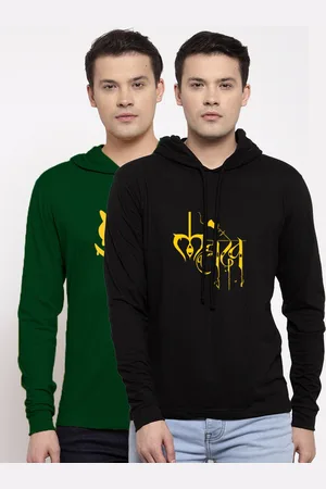 Friskers Men Pack Of 2 Black & Green Typography Printed Pure Cotton T-shirt