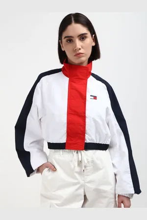 Tommy Hilfiger Women Geometric Crop Sporty Jacket with Embroidered