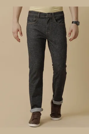 Linen Club Men Solid Cotton Linen Straight Fit Jeans