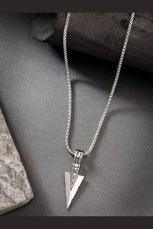 NVR Men Silver-Plated Pendant with Chain