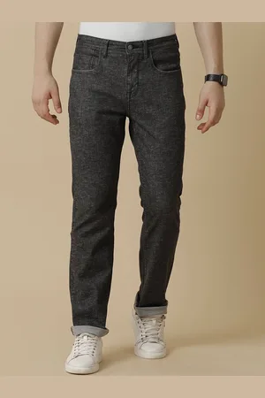 Linen Club Men Solid Cotton Linen Straight Fit Jeans