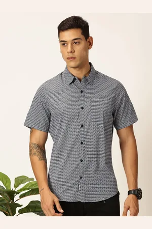 Provogue Men Original Spread Collar Abstract Printed Cotton Slim Fit Casual Shirt