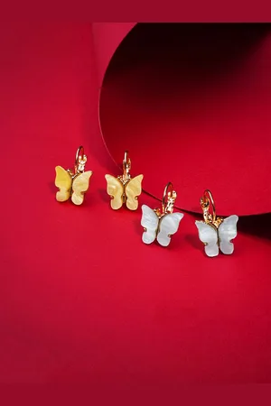 EL REGALO Set of 2 Stone-Studded Contemporary Hoop Earrings