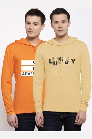Friskers Men Pack Of 2 Printed Pure Cotton Hooded T-shirts