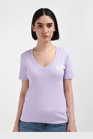 Calvin Klein Women Solid V-Neck T-shirt