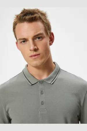Koton Men Polo Collar Solid Longline Pure Cotton T-shirt