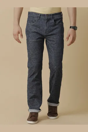 Linen Club Men Solid Cotton Linen Straight Fit Jeans