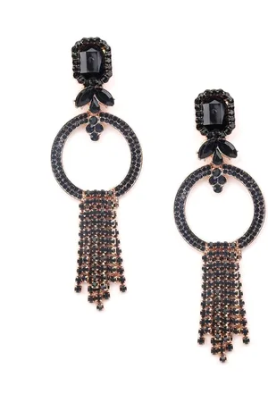 Alberre Odette Gold-Plated Stone Studded Contemporary Drop Earrings