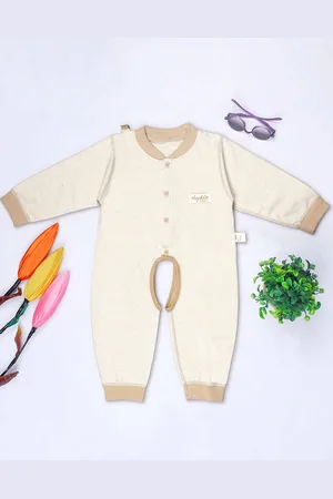 HERE&NOW Infant Striped Round Neck Pure Cotton Rompers