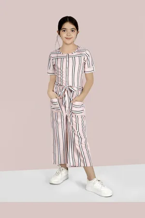 naughty ninos Girls Striped Waist Tie-Ups Basic Jumpsuit
