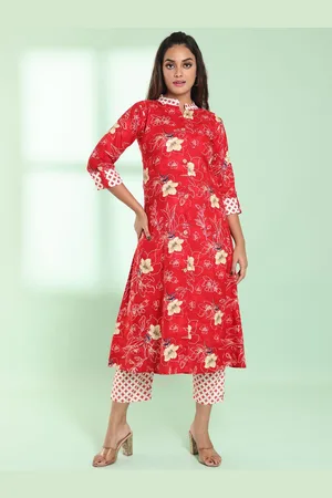Charukriti Women Dyed Flared Sleeves Thread Work Kurta