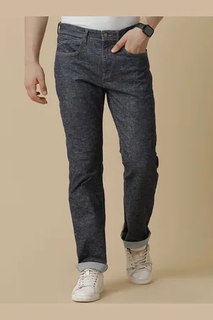 Linen Club Men Solid Cotton Linen Straight Fit Jeans