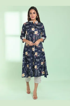 Charukriti Women Floral Printed Angrakha Kurta with Trousers