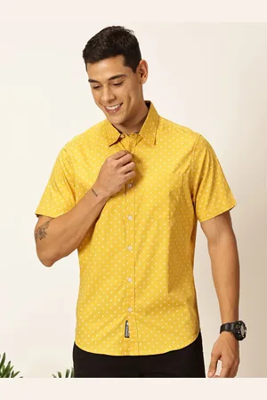 Provogue Men Original Spread Collar Micro Ditsy Printed Cotton Slim Fit Casual Shirt
