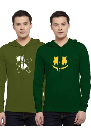 Friskers Men Pack Of 2 Green Pure Cotton T-shirt