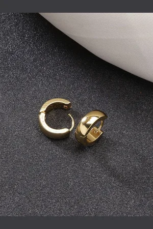 NVR Men Gold Plated Stainless Steel Hoop Earrings