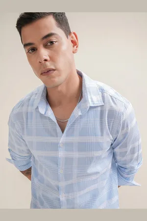 LocoMotive Luxe Men Dobby Textured Checked Casual Shirt
