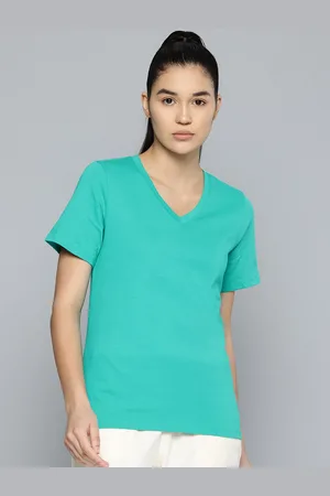 DECATHLON Women V-Neck Pure Cotton T-shirt