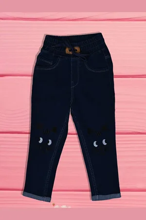 A-Okay Girls Slim Fit High-Rise Embroidered Cotton Jeans