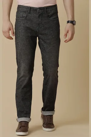 Linen Club Men Solid Cotton Linen Straight Fit Jeans