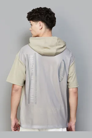 Bossini Men Hooded Drop Shoulder Sleeves Pockets T-shirt
