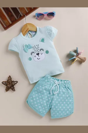 Moms Love Infant Girls Pure Cotton Printed Top with Shorts