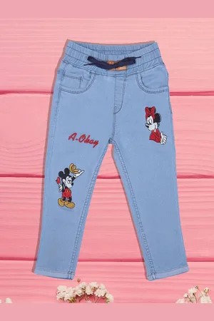 A-Okay Girls Slim Fit High-Rise Clean Look Embroidered Cotton Jeans