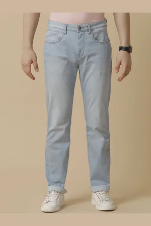 Linen Club Men Solid Cotton Linen Straight Fit Jeans