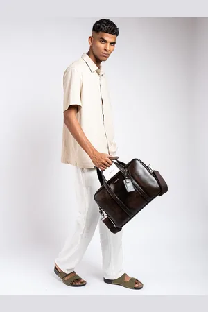 Eske Men Maroon & Black Colourblocked Leather Laptop Bag