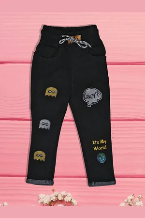 A-Okay Girls Slim Fit High-Rise Clean Look Embroidered Cotton Jeans