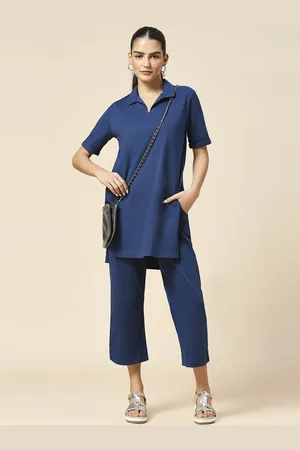 Chemistry Shirt Collar Pure Cotton Kurti with Trousers