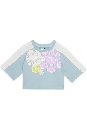 PUMA Girls T7 SNFLR Graphic Floral Print Pure Cotton T-shirt