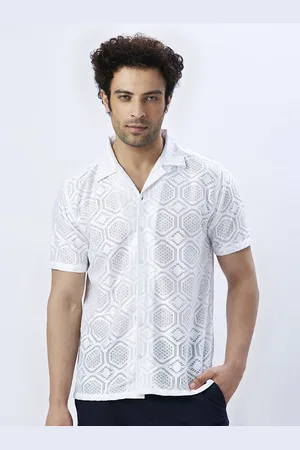 VALEN CLUB Men Relaxed Semi Sheer Printed Casual Shirt