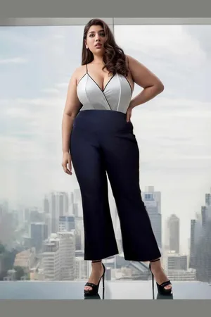 Amydus Women Plus Size Flared Trousers