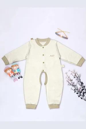 HERE&NOW Infant Striped Round Neck Pure Cotton Rompers