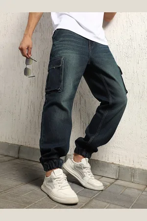 Hubberholme Men Relaxed Fit Cargo Styles Light Fade Jogger Jeans