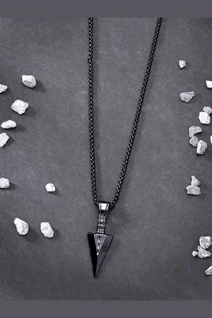 NVR Men Rhodium-Plated Stainless Steel Contemporary Pendants with Chains