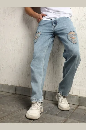 Hubberholme Men Straight Fit Heavy Fade Pure Heavy Distress Cotton Jeans