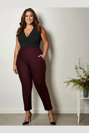 Amydus Women Plus Size Maroon Solid Ankle Length Jeggings