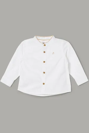 Lifestyle Boys Solid Band Collar Casual Shirt