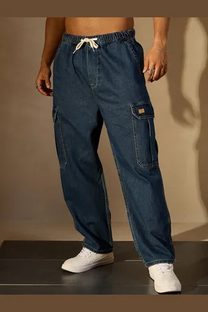 DENNISON Men Comfort Relaxed Fit High-Rise Pure Cotton Cargo Jeans