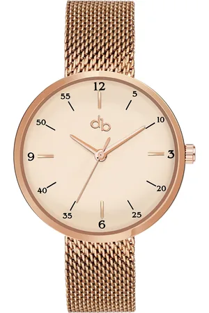 DressBerry Women Brass Dial & Bracelet Style Straps Reset Time Analogue Watch DB-006-Gold