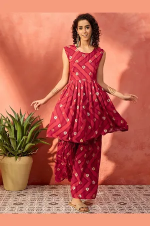 InWeave Ethnic Motifs Printed A-Line Kurta with Palazzo