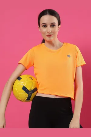 Rigo Women Solid Round Neck Activewear Crop Top