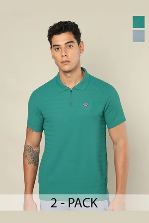 TECHNOSPORT Pack of 2 Men Self Design Matpiq Regular Fit Polo Tshirt
